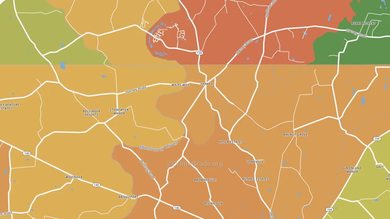 Harney, MD Map of Arson Rates