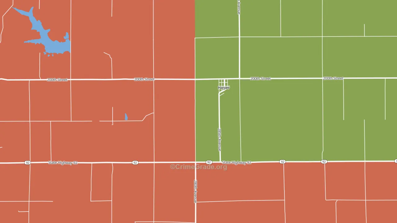 Harper, IA Map of Arson Rates