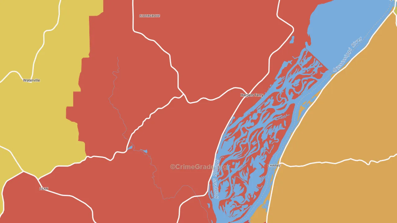 Harpers Ferry, IA Map of Arson Rates