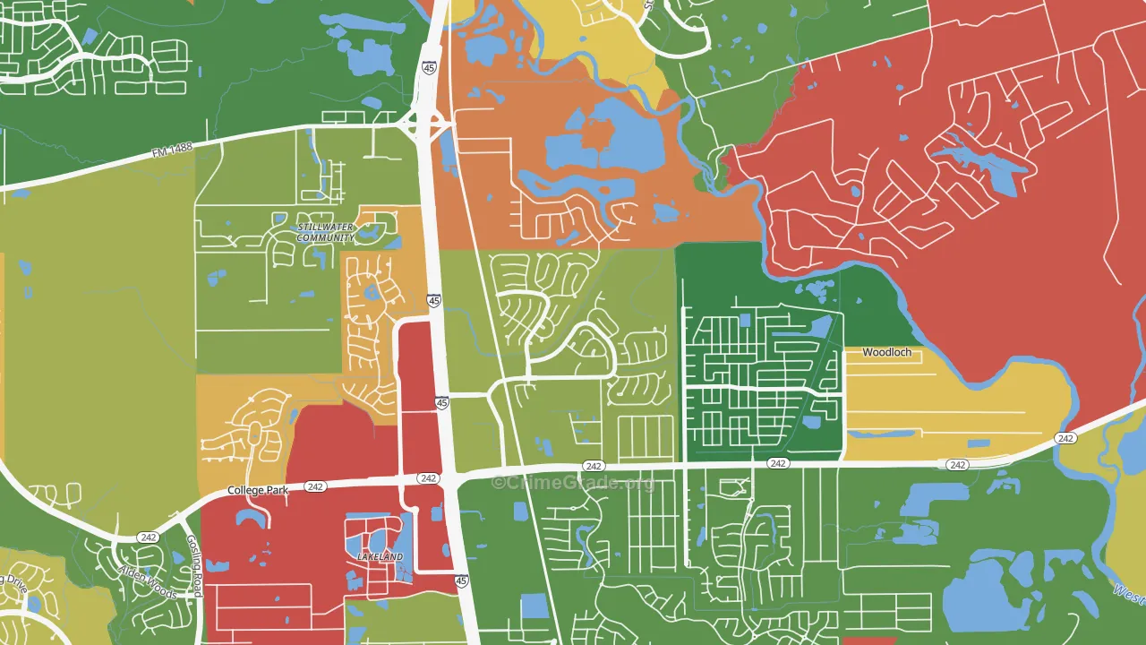 Harper's Landing, Conroe, TX Map of Arson Rates