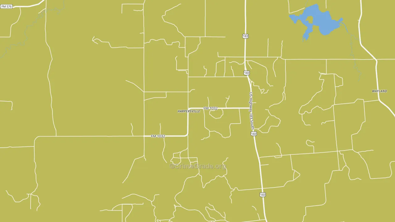 Harpersville, TX Map of Arson Rates