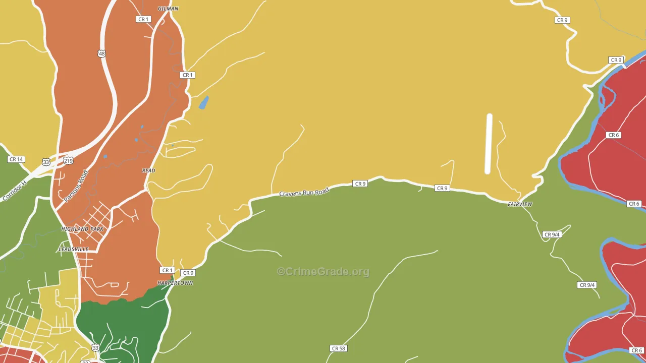 Harpertown, WV Map of Arson Rates