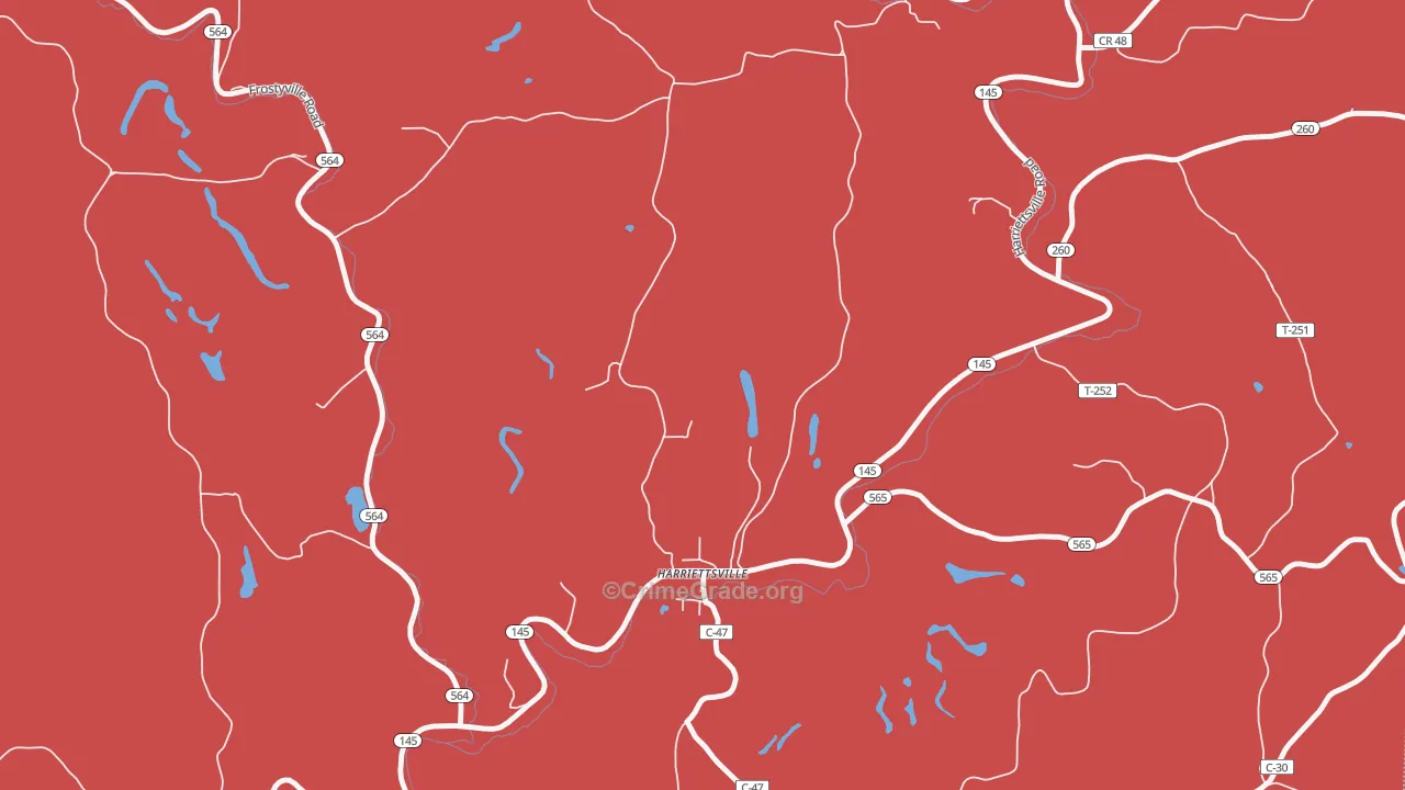 Harriettsville, OH Map of Arson Rates