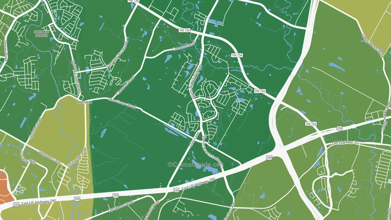 Harris Branch, Austin, TX Map of Arson Rates