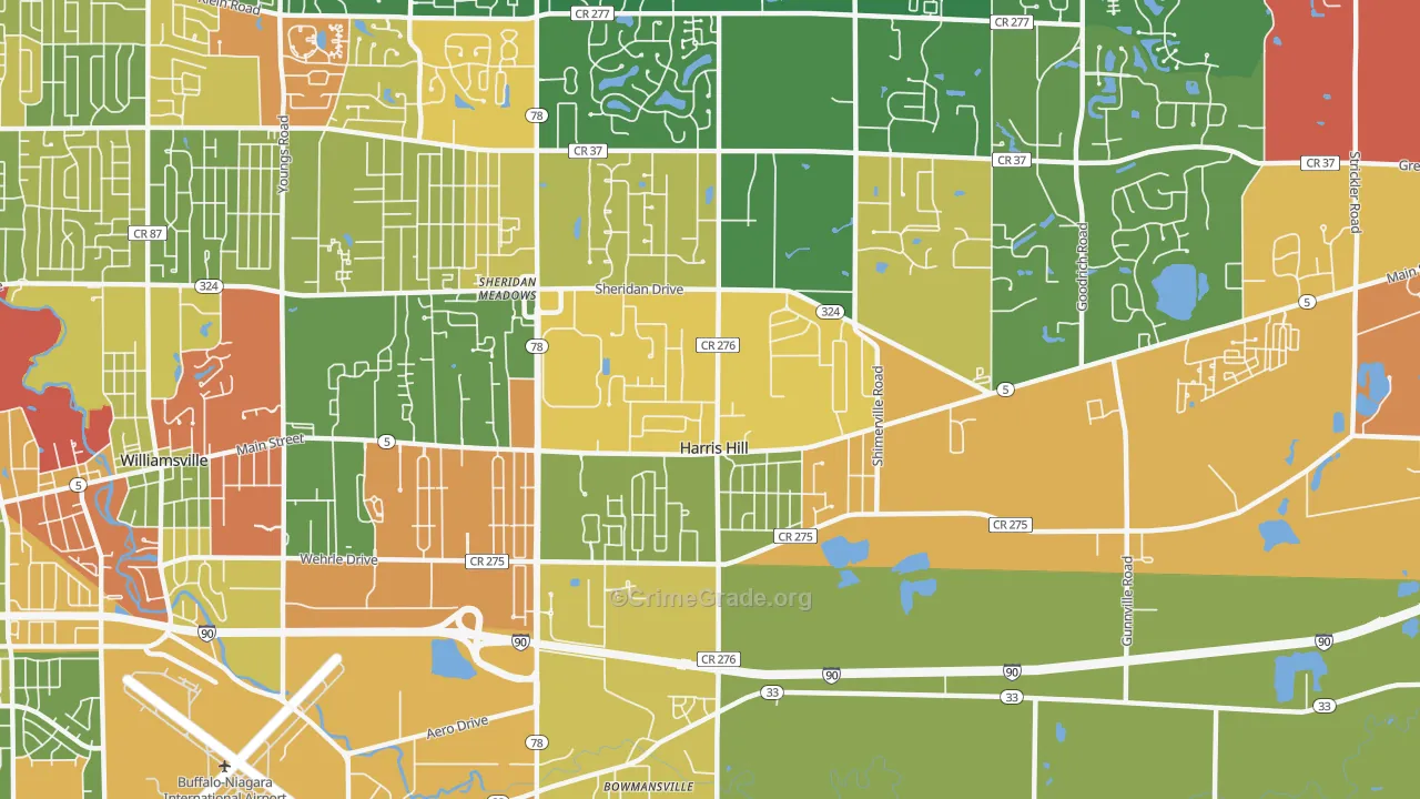 Harris Hill, NY Map of Arson Rates