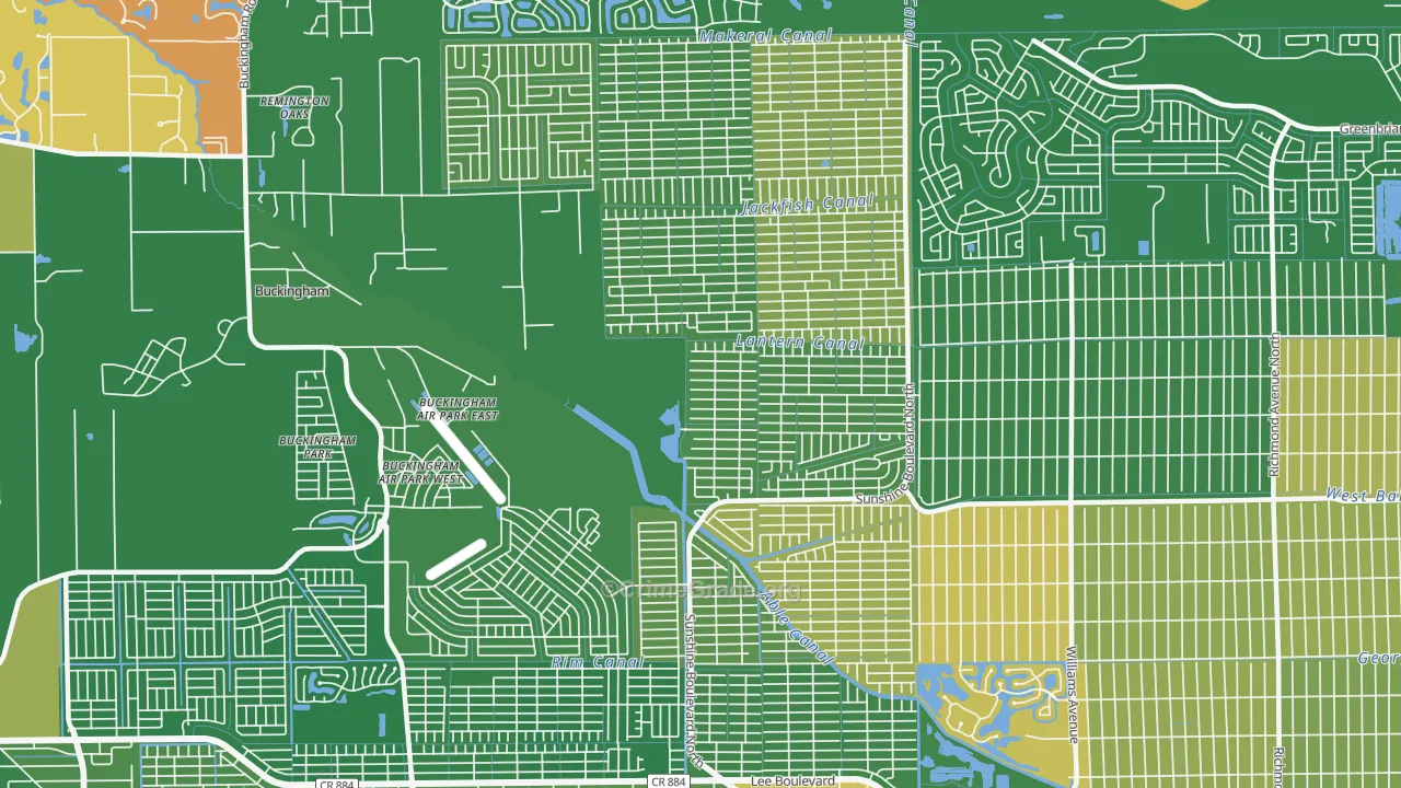 Harris, Lehigh Acres, FL Map of Arson Rates