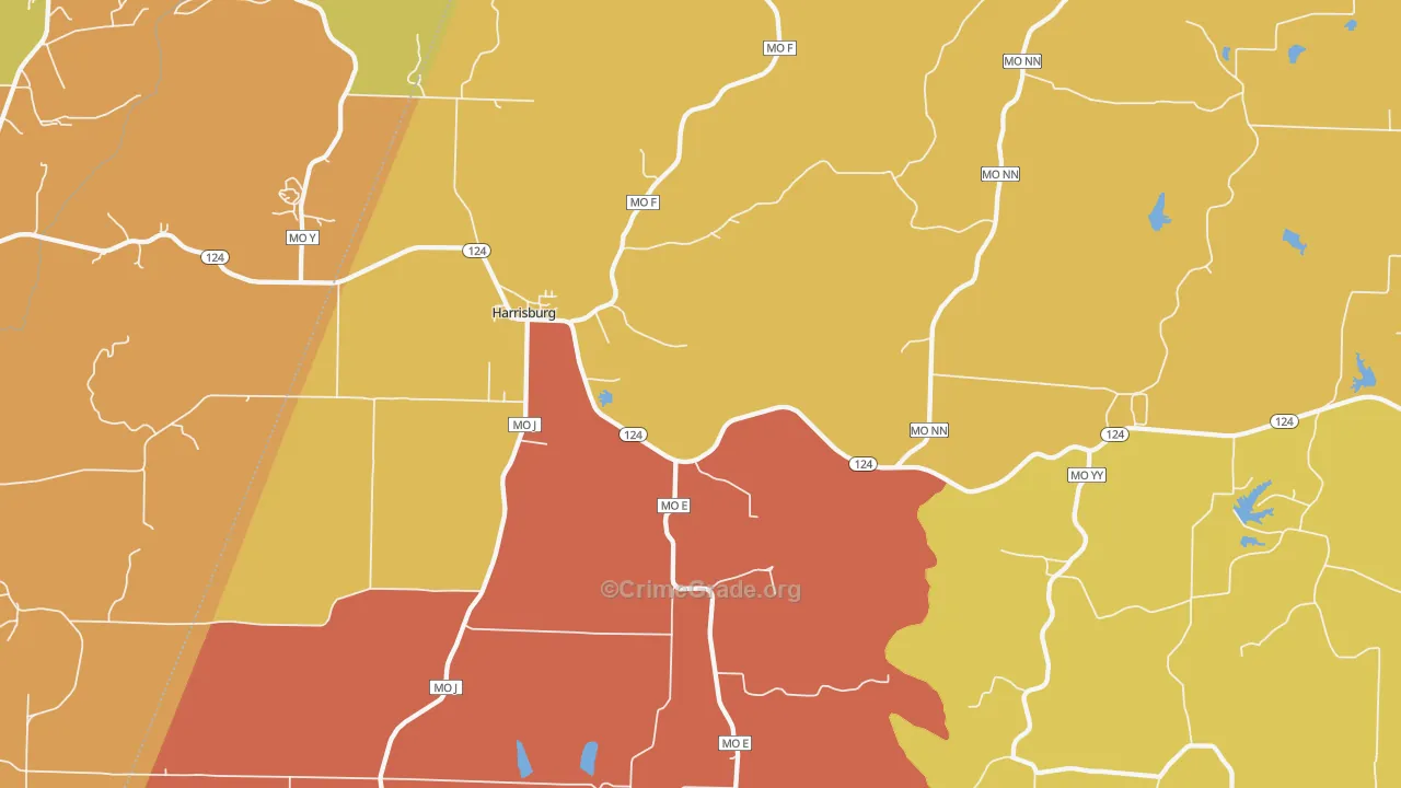 Harrisburg, MO Map of Arson Rates