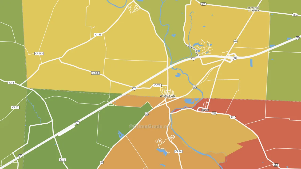 Harrisburg, OH Map of Arson Rates