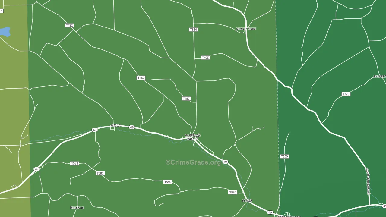 Harrison Valley, PA Map of Arson Rates