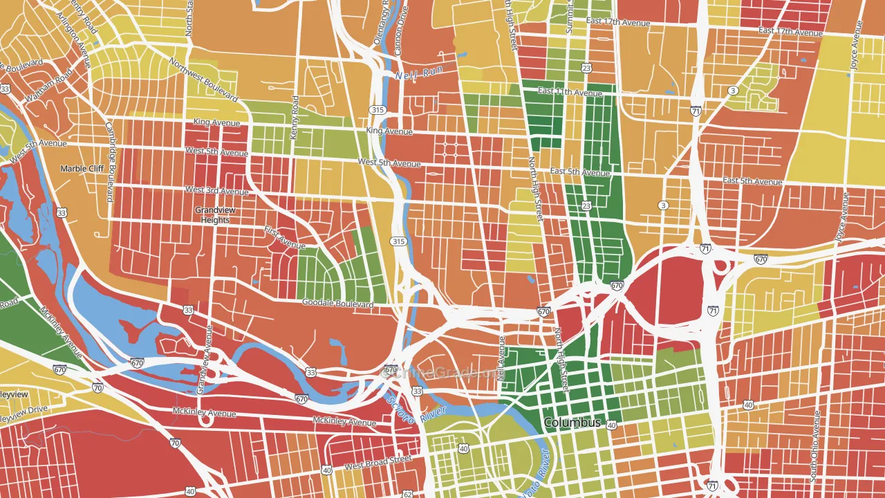 Harrison West, Columbus, OH Map of Arson Rates