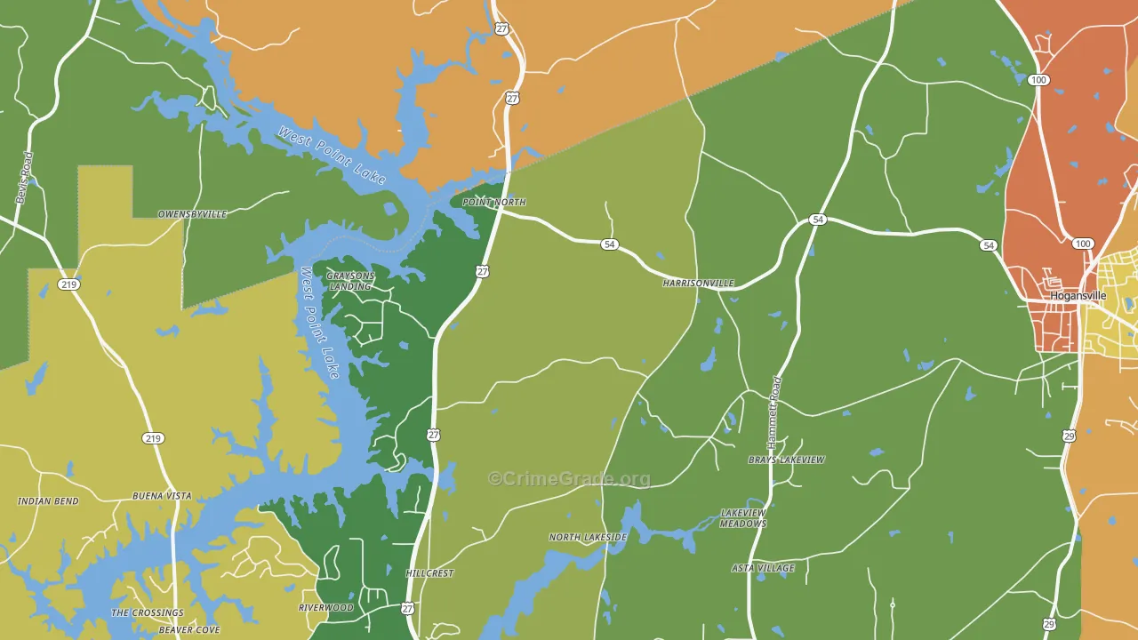Harrisonville, GA Map of Arson Rates