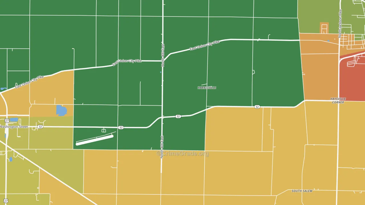 Harrisville, IN Map of Arson Rates