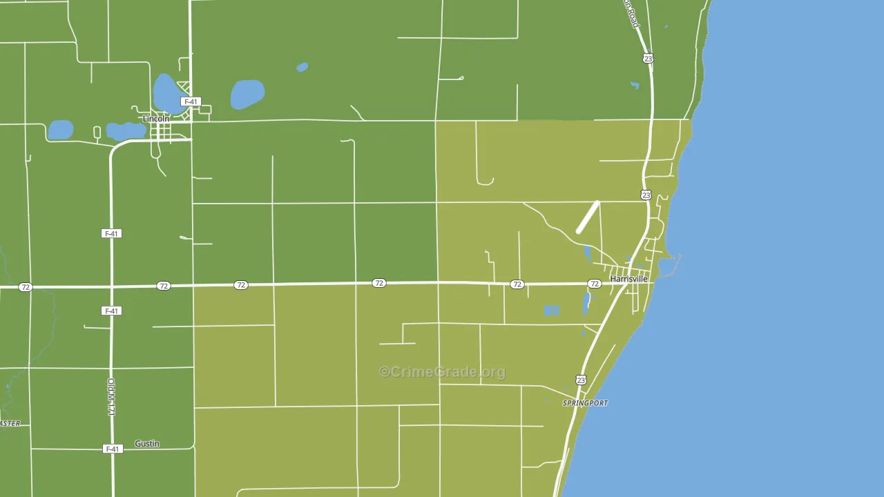 Harrisville, MI Map of Arson Rates