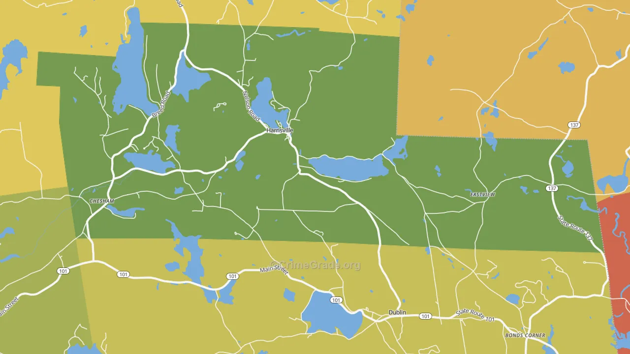 Harrisville, NH Map of Arson Rates