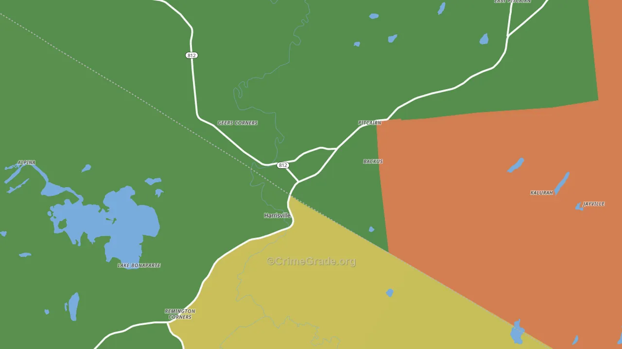Harrisville, NY Map of Arson Rates