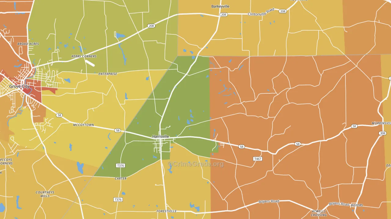 Harrisville, PA Map of Arson Rates