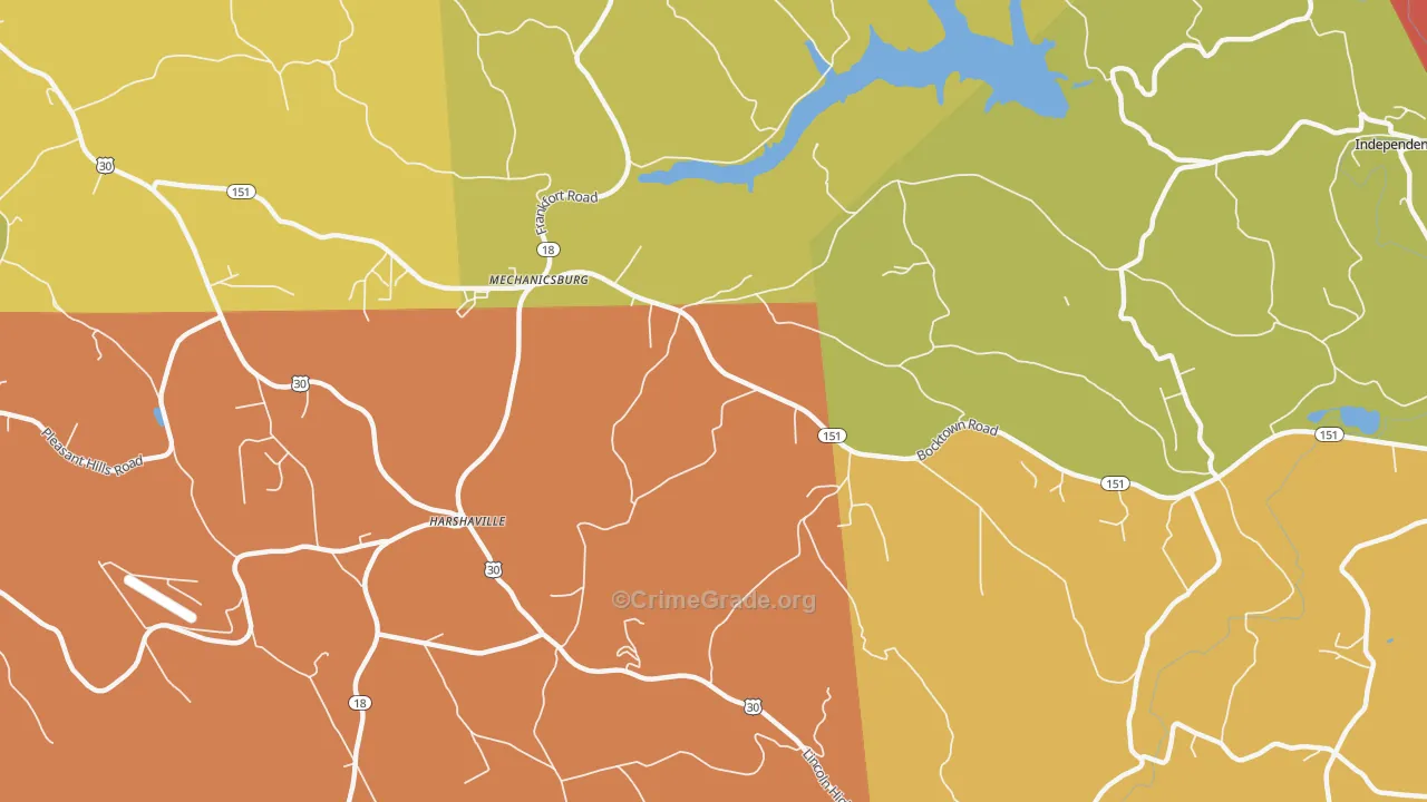 Harshaville, PA Map of Arson Rates