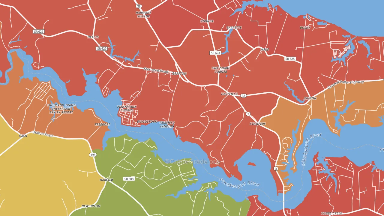 Hartfield, VA Map of Arson Rates