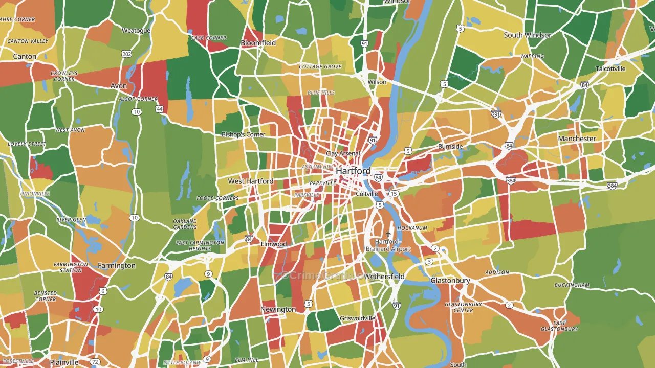Hartford, CT Map of Arson Rates