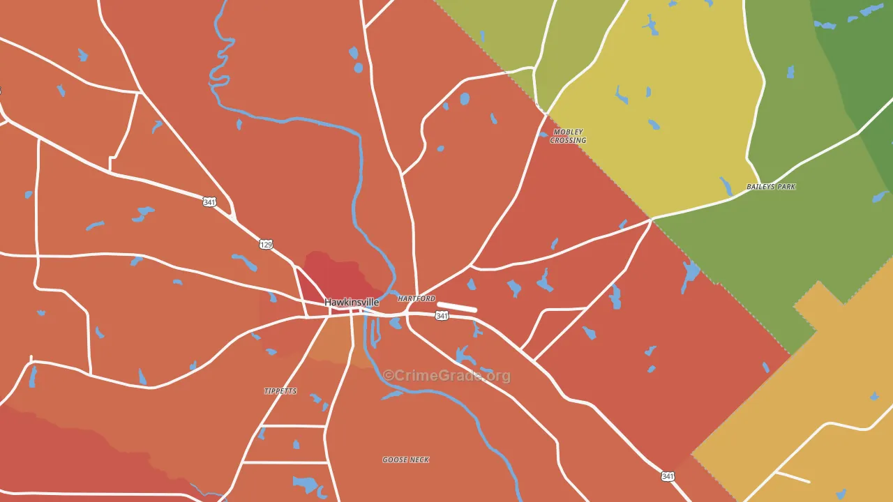Hartford, GA Map of Arson Rates