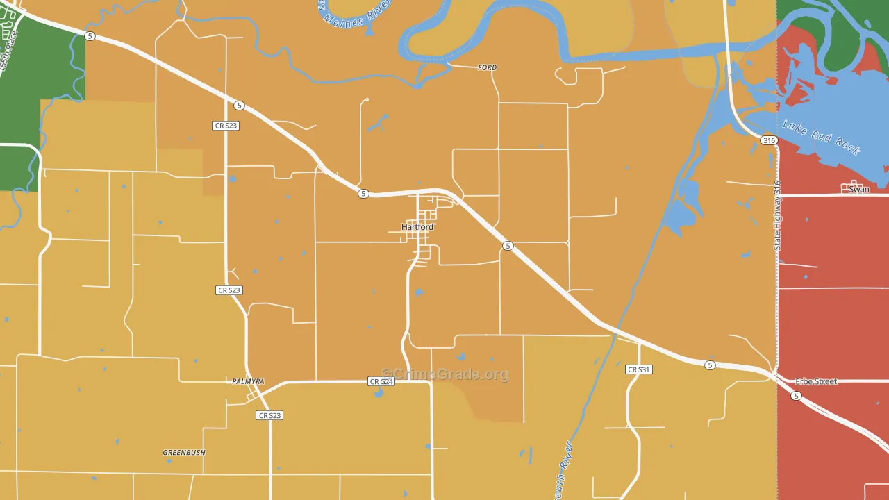 Hartford, IA Map of Arson Rates