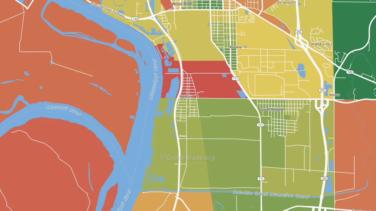 Hartford, IL Map of Arson Rates
