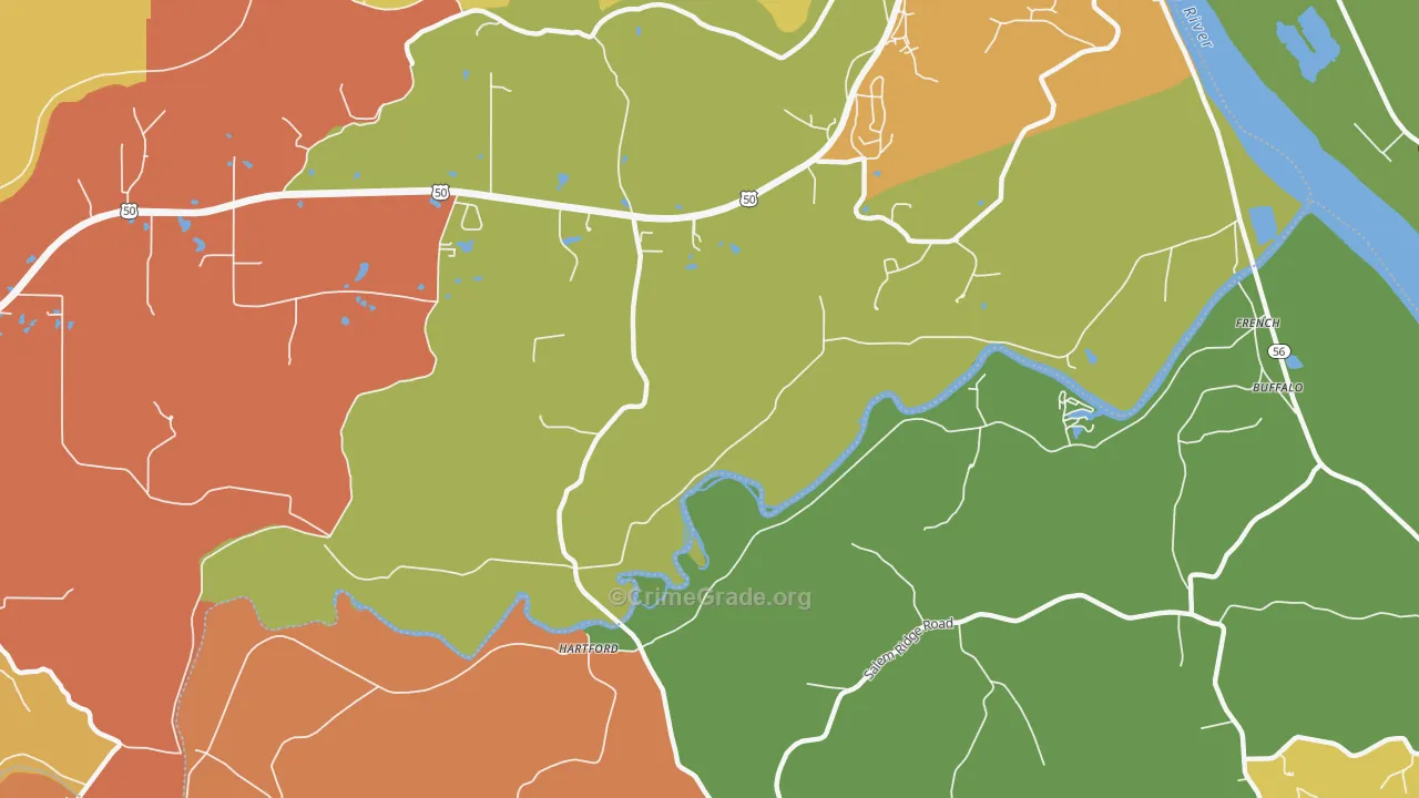 Hartford, IN Map of Arson Rates