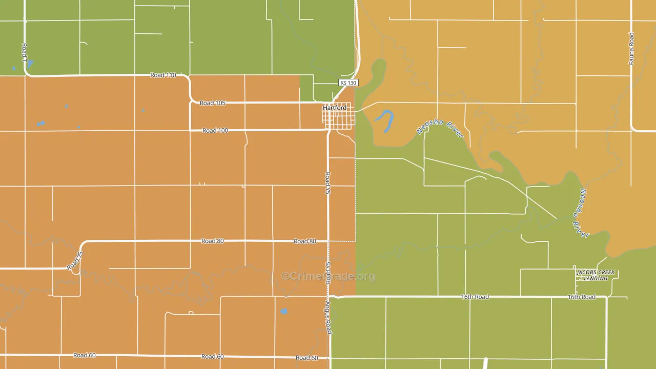 Hartford, KS Map of Arson Rates