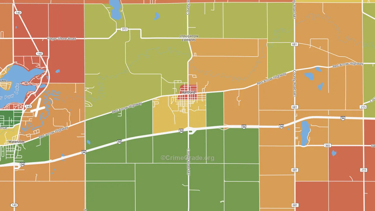 Hartford, MI Map of Arson Rates