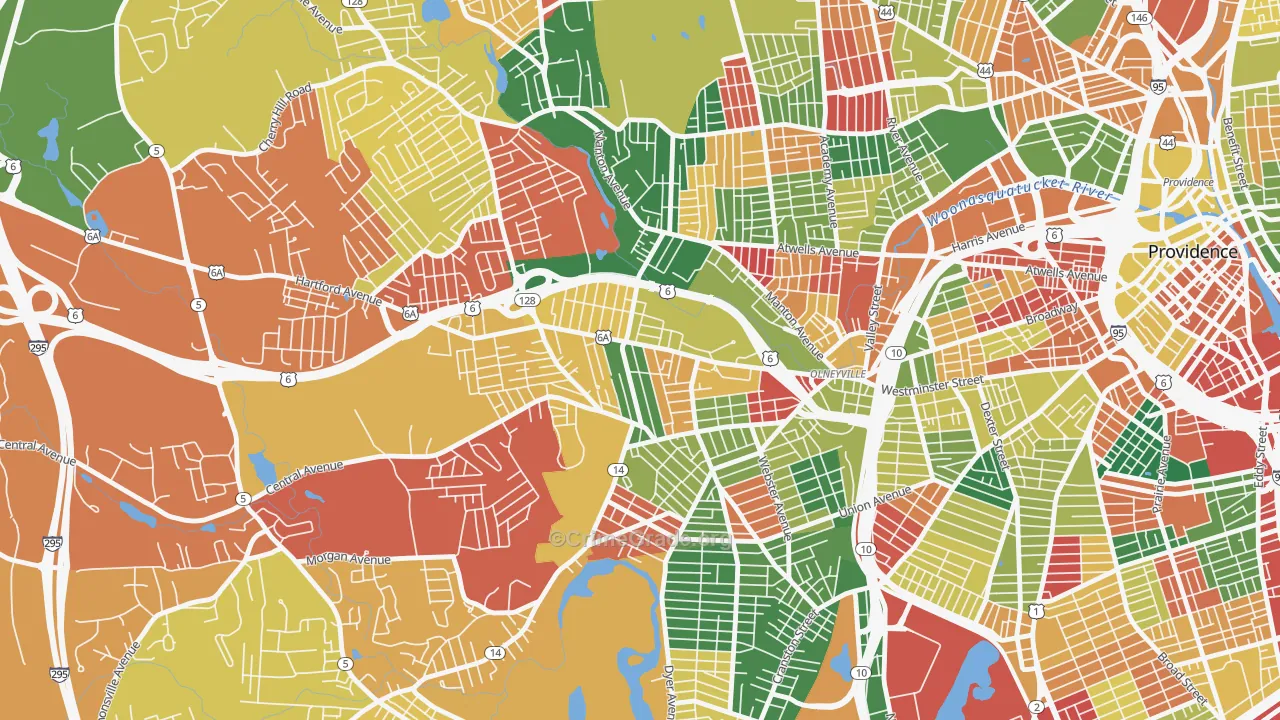 Hartford, Providence, RI Map of Arson Rates