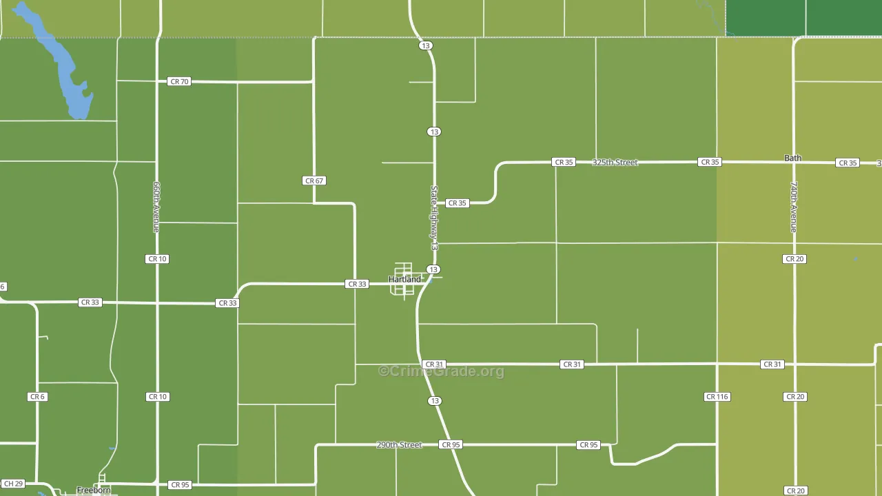 Hartland, MN Map of Arson Rates