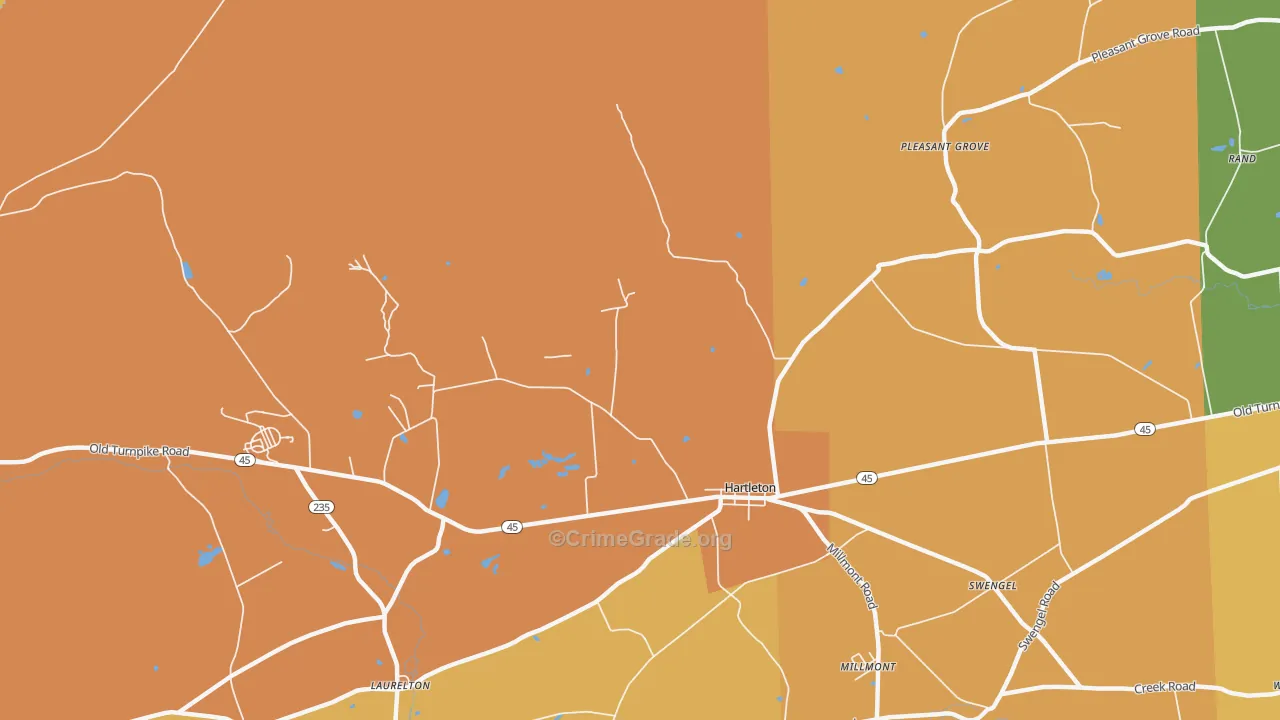 Hartleton, PA Map of Arson Rates