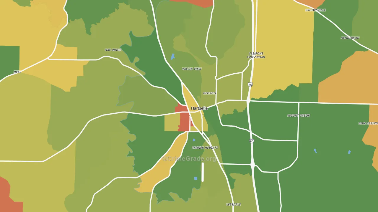Hartselle, AL Map of Arson Rates