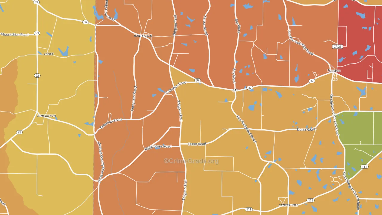 Hartsfield, GA Map of Arson Rates