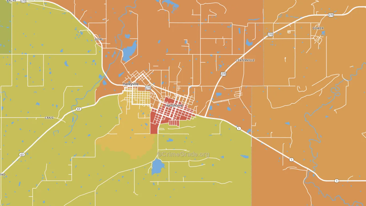 Hartshorne, OK Map of Arson Rates