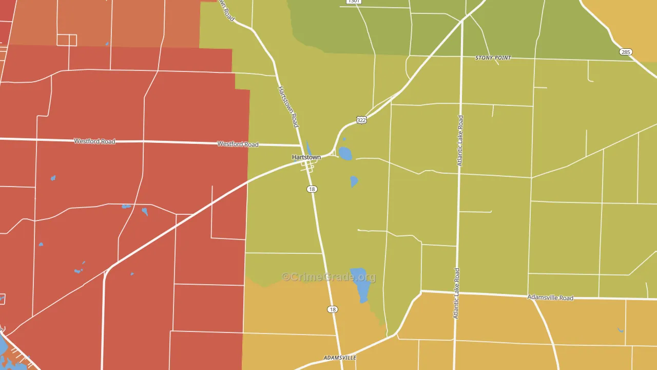 Hartstown, PA Map of Arson Rates