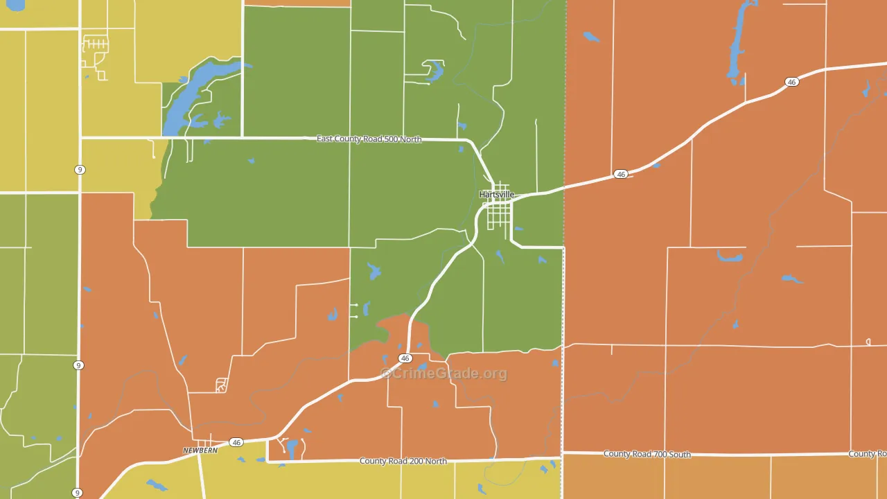 Hartsville, IN Map of Arson Rates