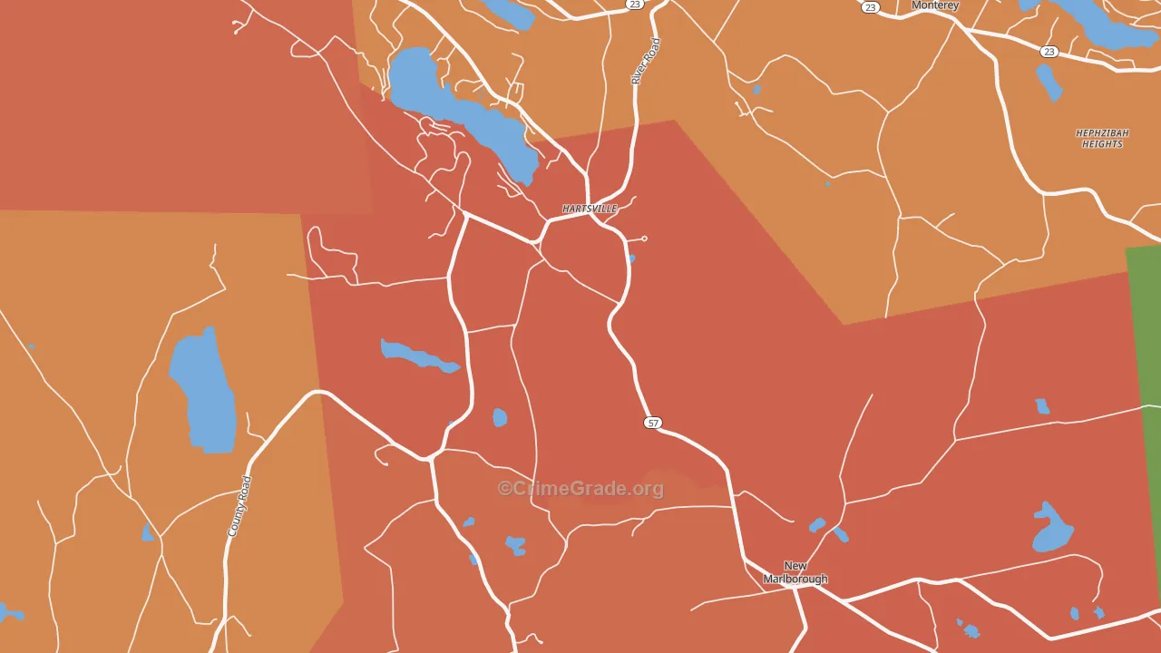 Hartsville, MA Map of Arson Rates