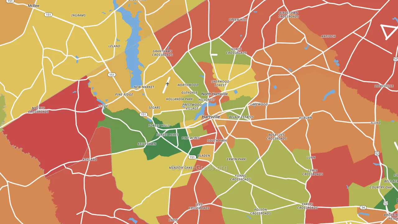 Hartsville, SC Map of Arson Rates