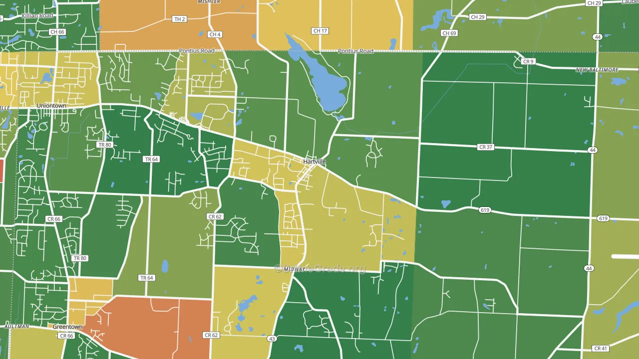 Hartville, OH Map of Arson Rates