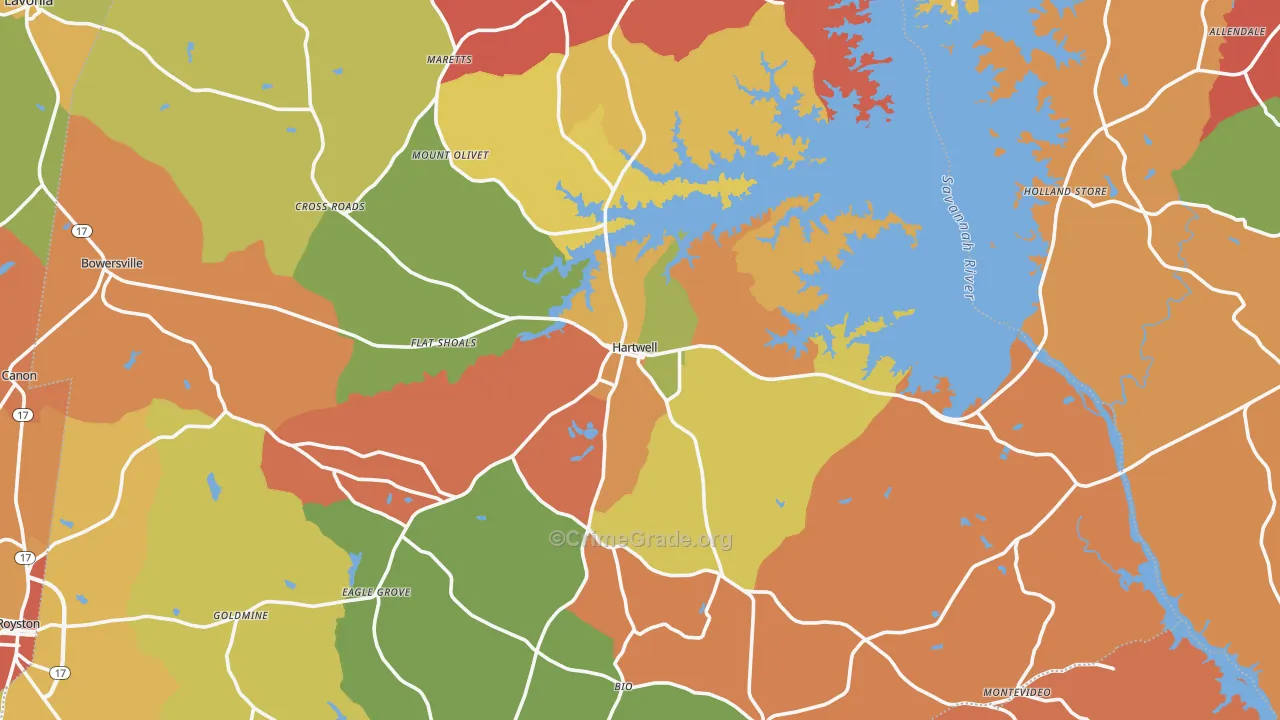 Hartwell, GA Map of Arson Rates