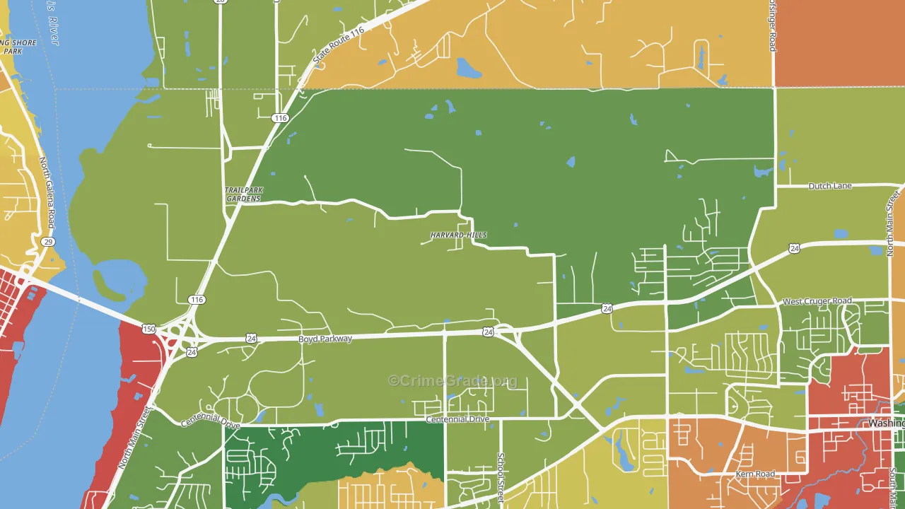 Harvard Hills, IL Map of Arson Rates