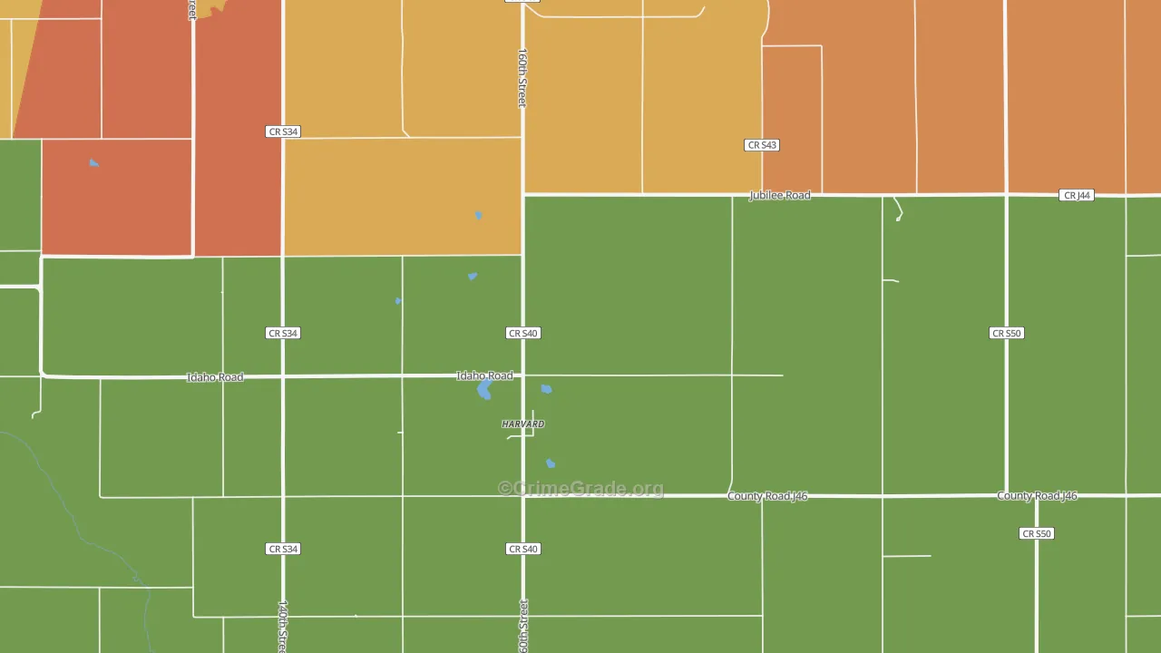 Harvard, IA Map of Arson Rates