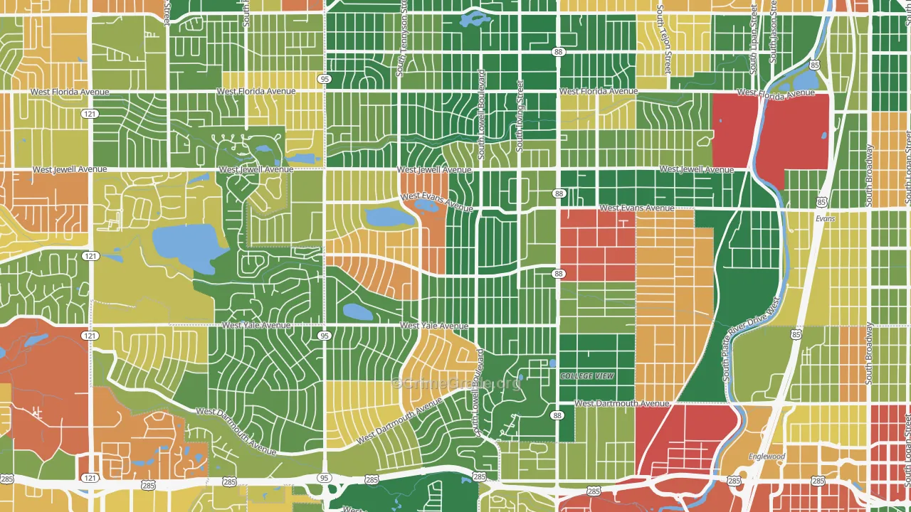 Harvey Park, Denver, CO Map of Arson Rates