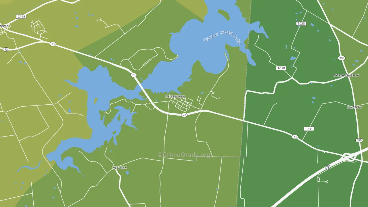 Harveysburg, OH Map of Arson Rates