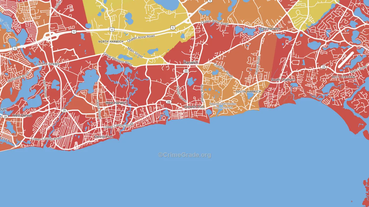 Harwich Port, MA Map of Arson Rates