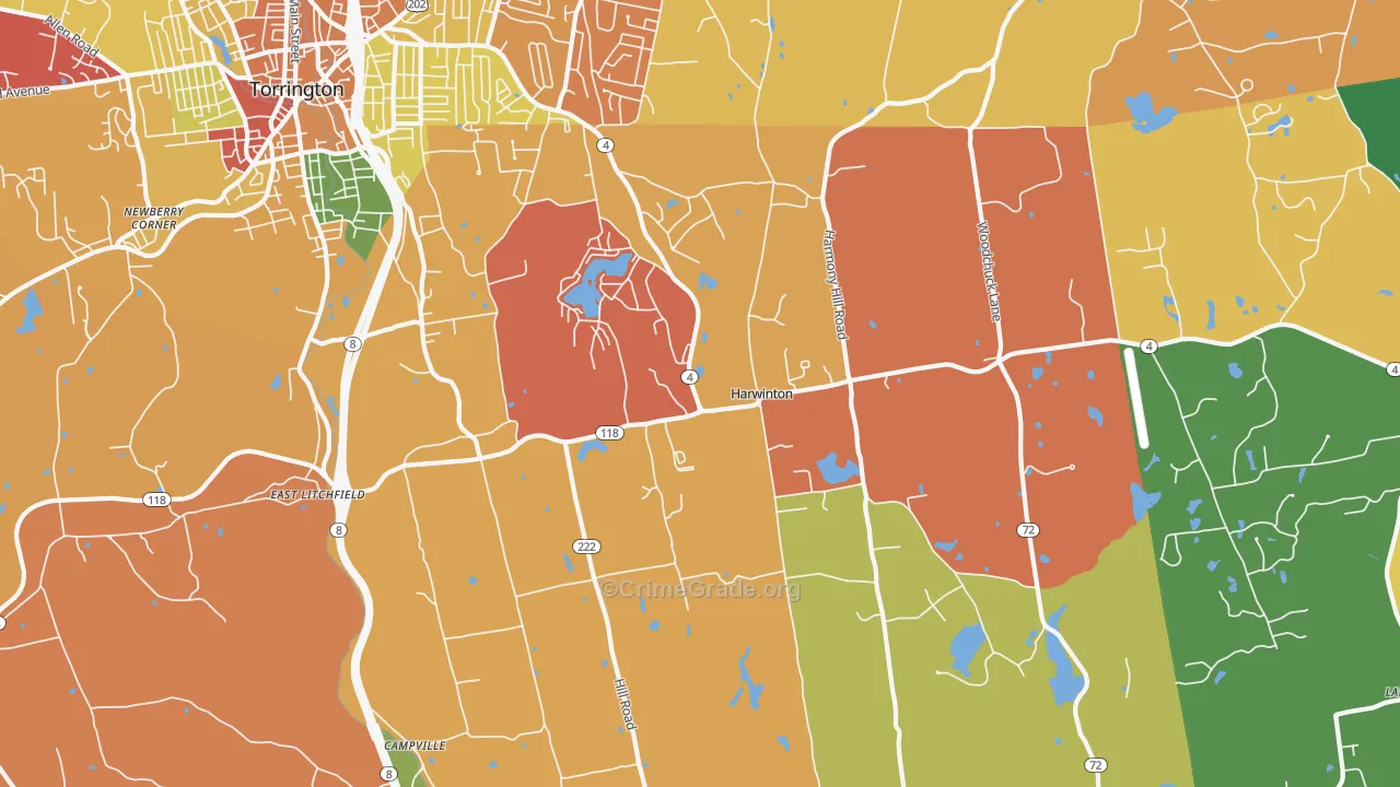 Harwinton, CT Map of Arson Rates