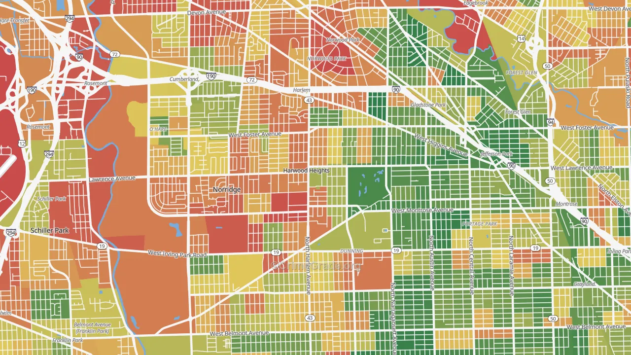 Harwood Heights, IL Map of Arson Rates