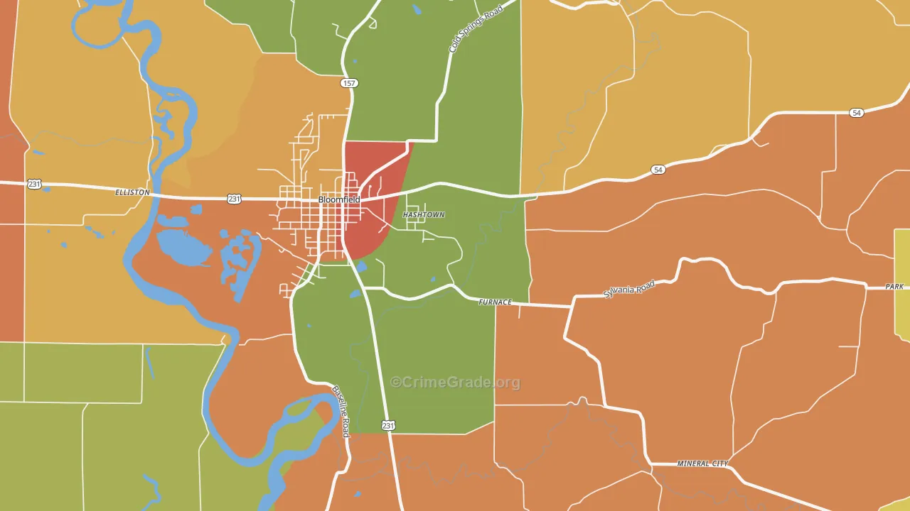 Hashtown, IN Map of Arson Rates