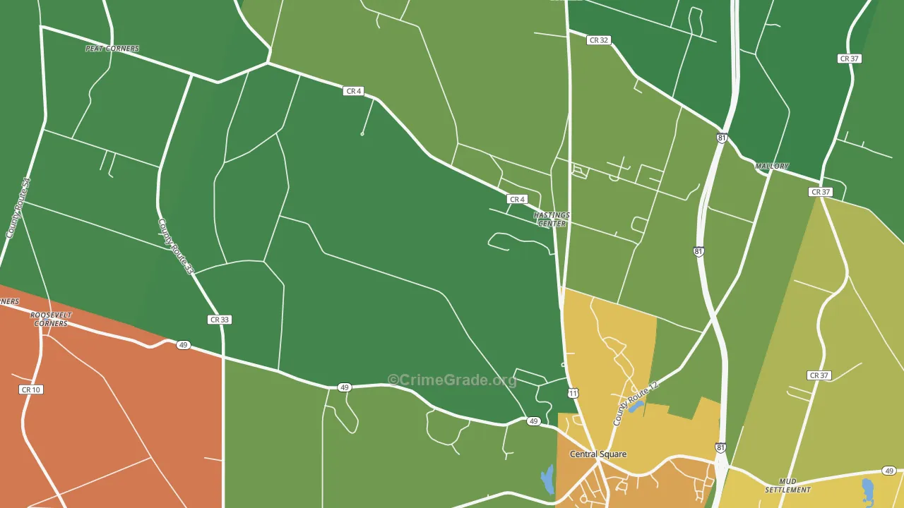Hastings Center, NY Map of Arson Rates